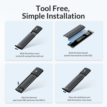 ORICO M.2 NVMe SATA SSD Enclosure Adapter USB 3.2 10Gbps Tool-Free Case