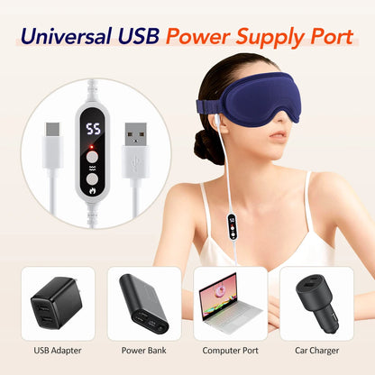 Electric Heated Eye Mask with Vibration Massage for Dry Eyes & Strain Relief