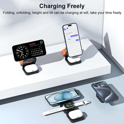 3-in-1 Foldable Magnetic Wireless Charging Station for Apple Devices