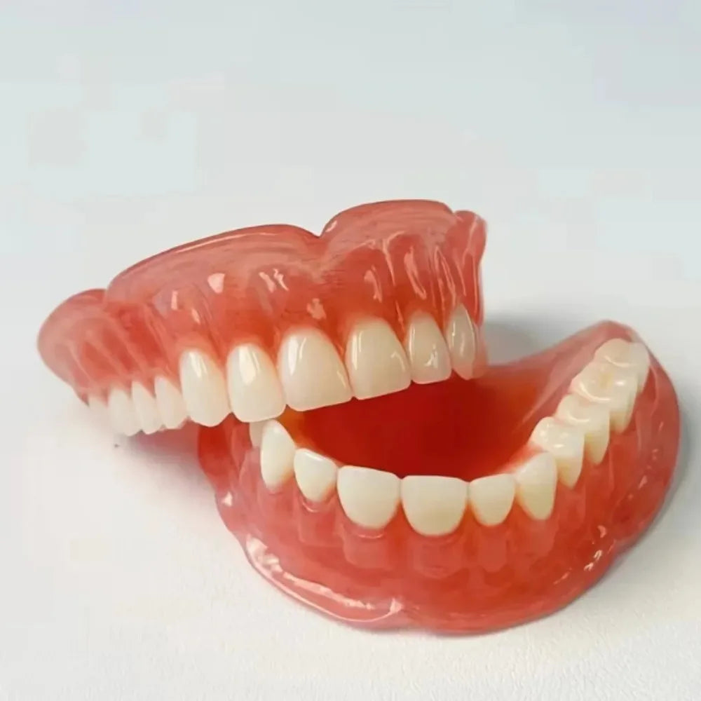 Comfort Fit Silicone Dentures - Full Mouth Dental Care Set with Storage Case