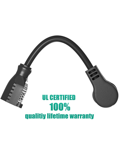 1ft Extension Cord - Low Profile Flat Plug 3-Prong Power Extension Cable