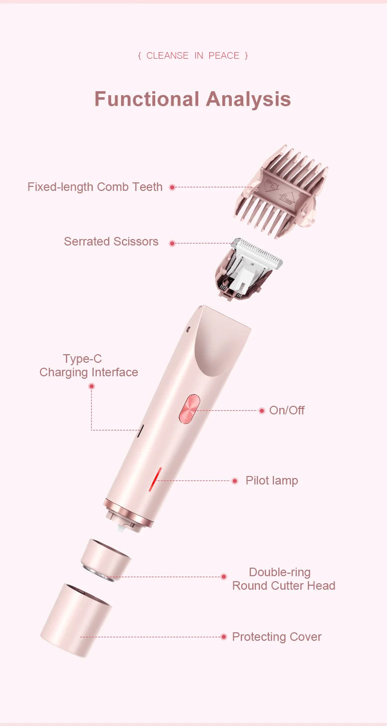 2-in-1 Waterproof Electric Women's Bikini Trimmer & Facial Hair Shaver