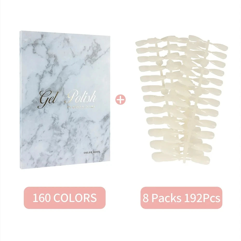 160 Colors Nail Swatch Book & False Nail Tips Display Chart - 16