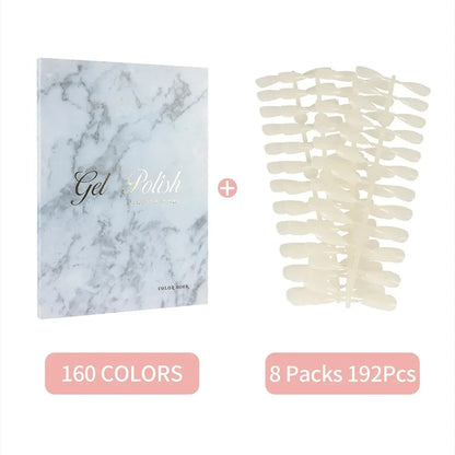 160 Colors Nail Swatch Book & False Nail Tips Display Chart