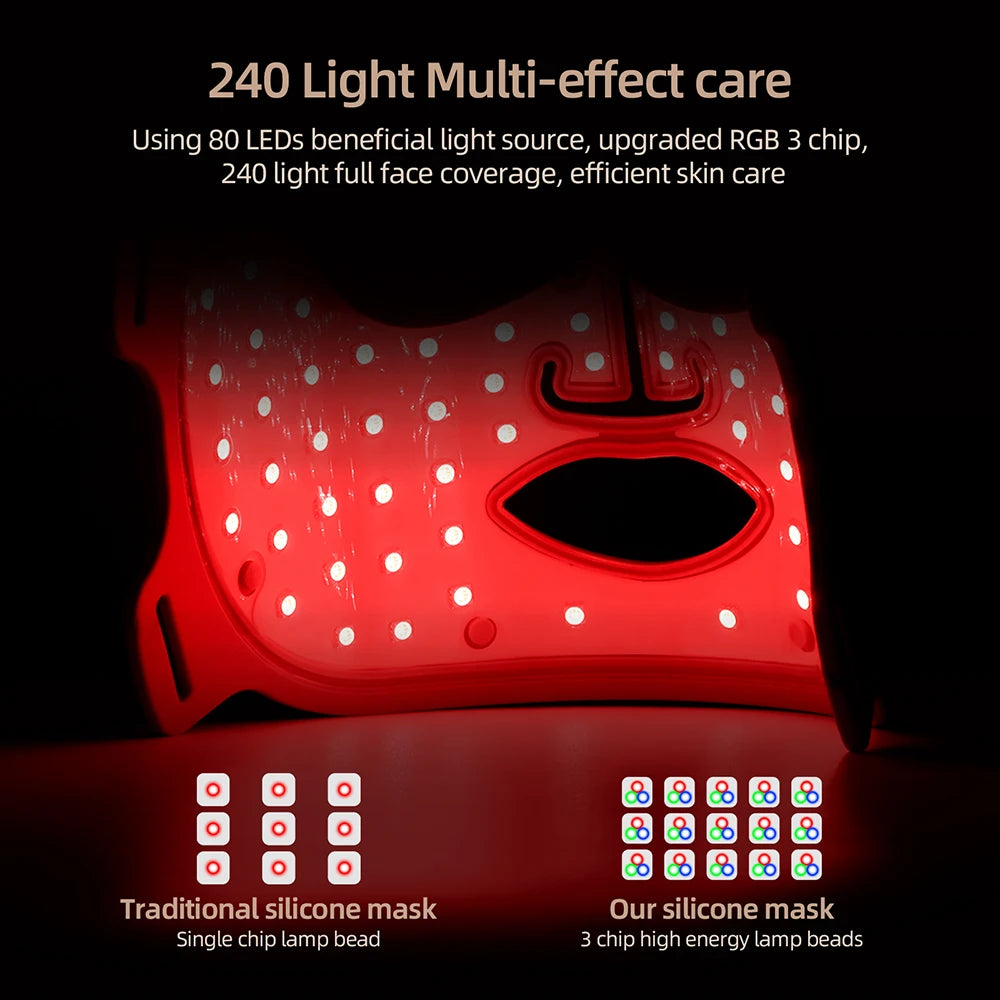Wireless 7-Color LED Light Therapy Silicone Face Mask for Skin Care - 4