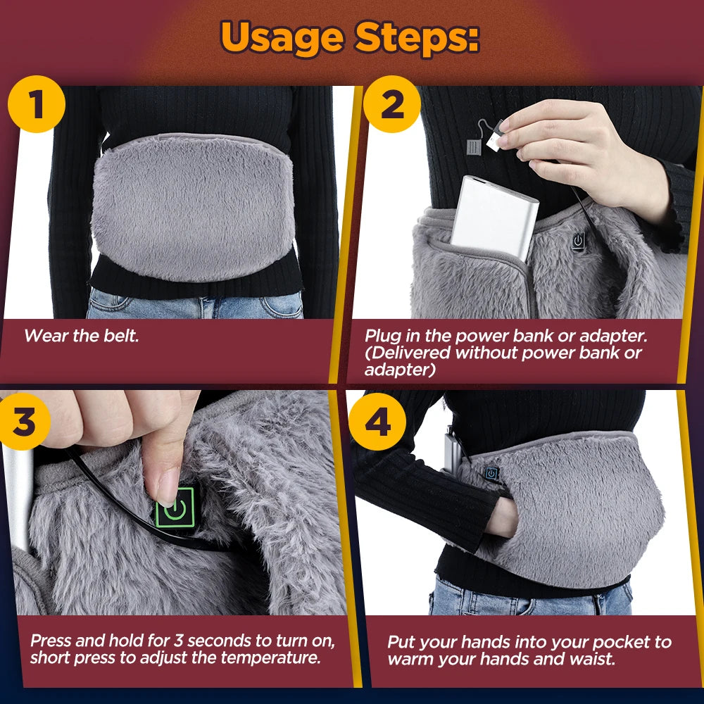 Electric Heating Waist Belt & Hand Warmer for Pain Relief and Menstrual Cramps