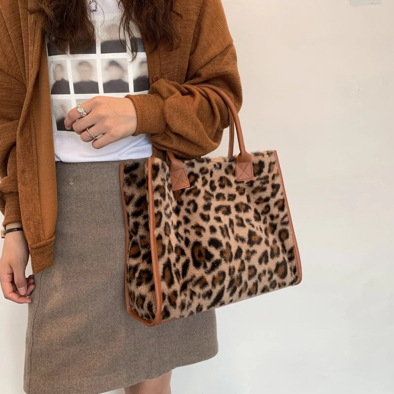 Leopard Faux Fur Tote