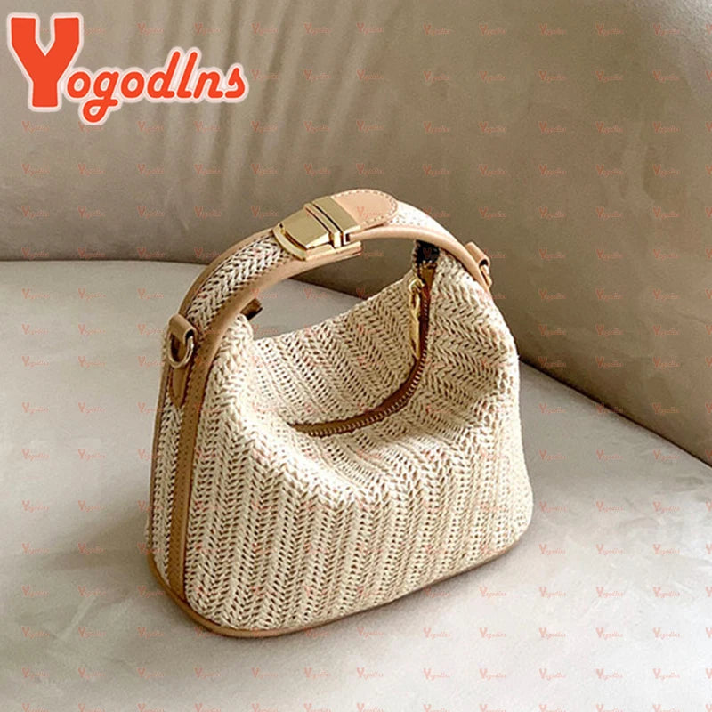 Luxury Woven Straw Bucket Bag