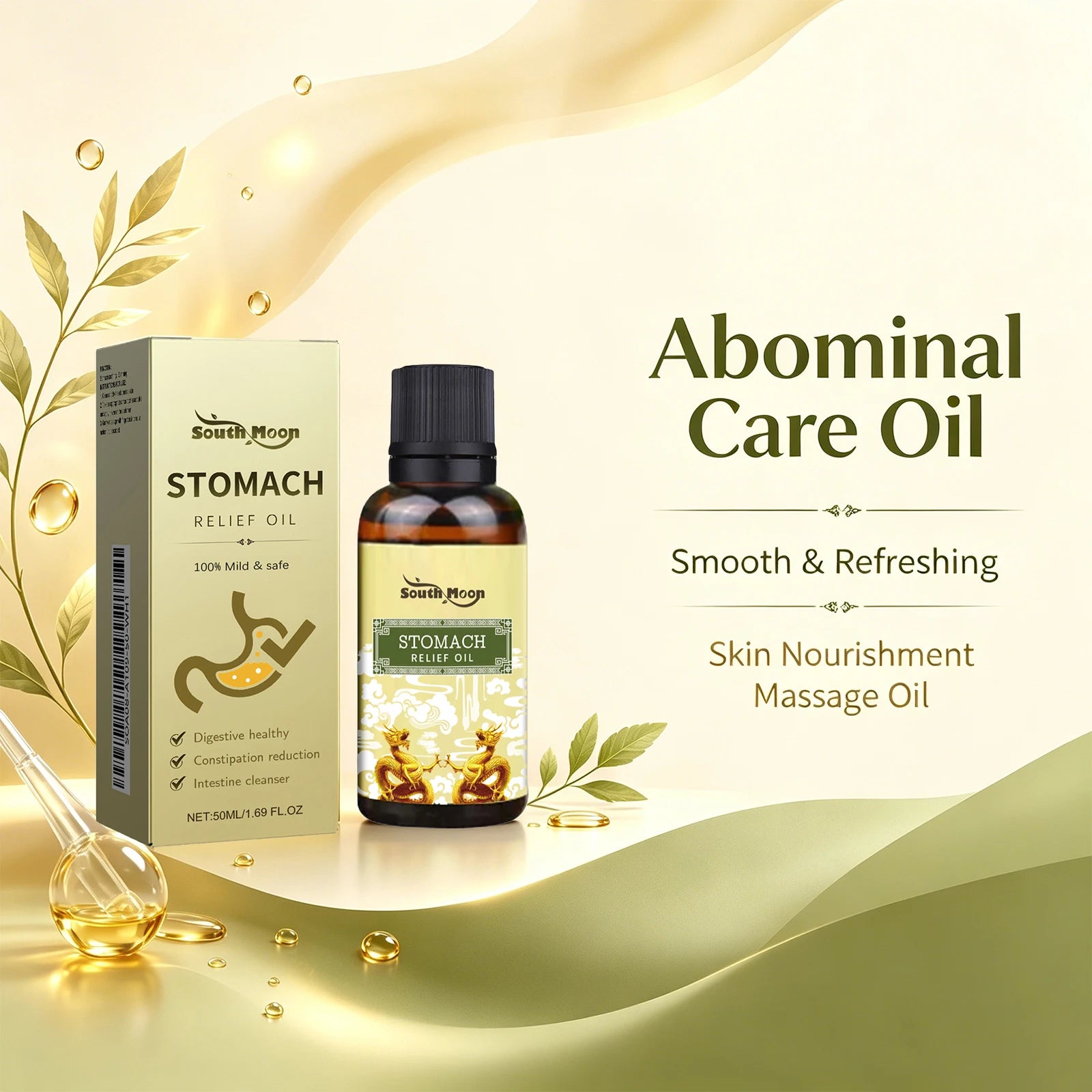 Natural Herbal Abdominal Massage Oil for Digestive Comfort & Constipation Relief - 2