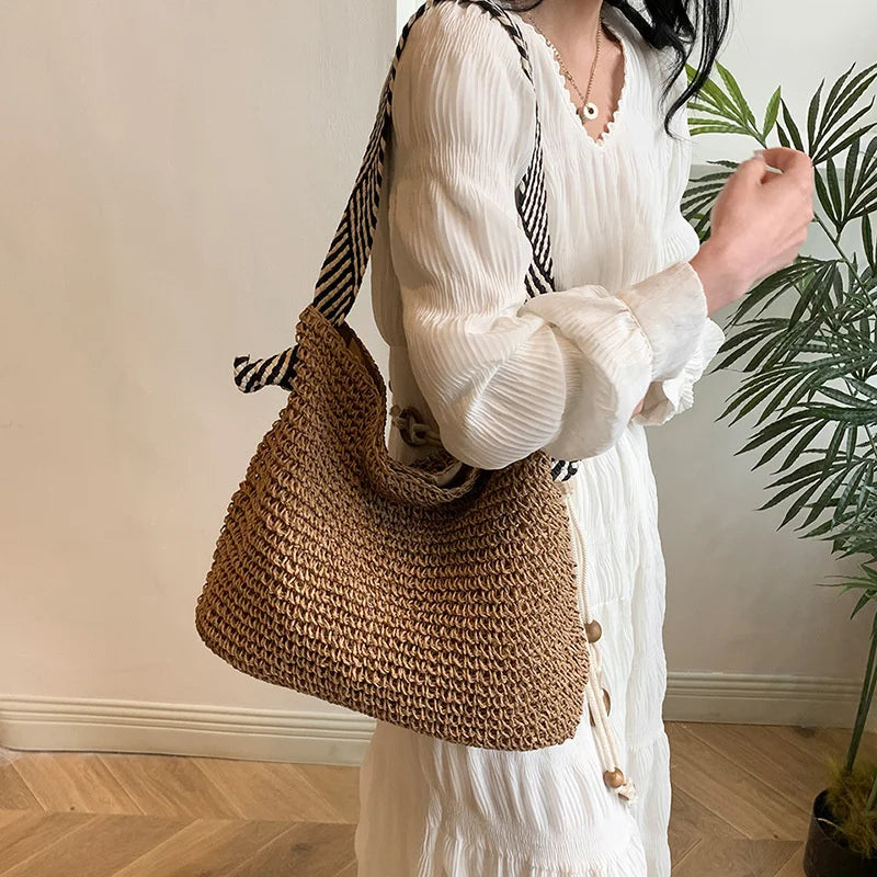 Luxury Woven Straw Beach Tote