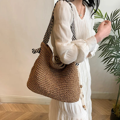 Luxury Woven Straw Beach Tote