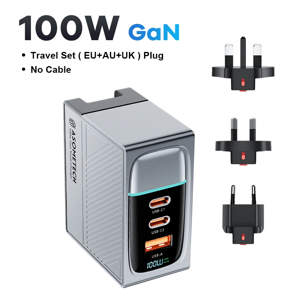 100W GaN USB-C Fast Charger - Multi-Port PD Quick Charging Adapter