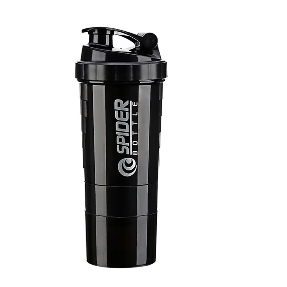 3-Layer Portable Protein Shaker Bottle - Leak-Proof Gym Mixing Cup - 18