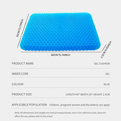 Breathable Honeycomb Gel Seat Cushion for Tailbone & Back Pain Relief