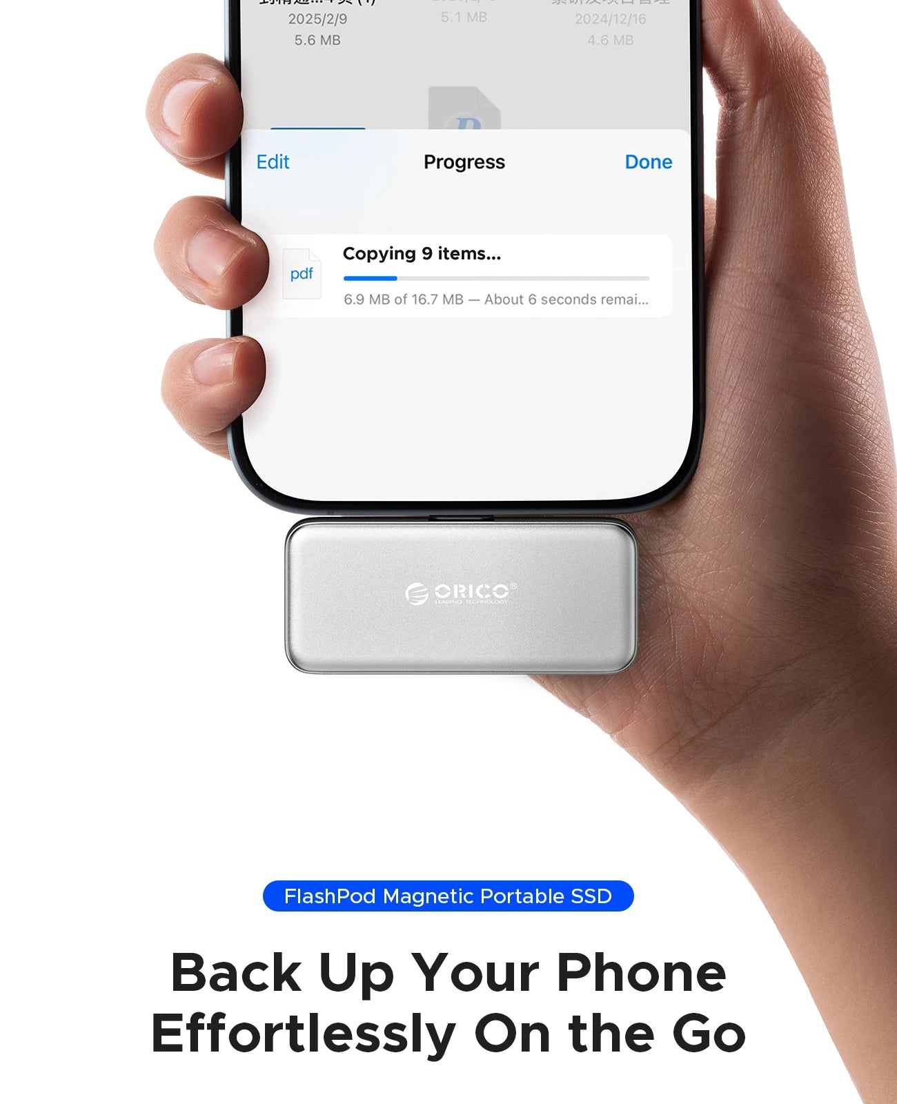 ORICO Mini Portable SSD 256GB - PD 100W Fast Charging for iPhone & Mac