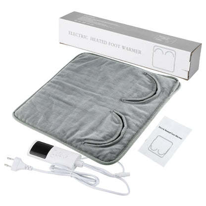 Electric Heated Foot Warmer - Adjustable Temperature & Timer Desk Heating Pad