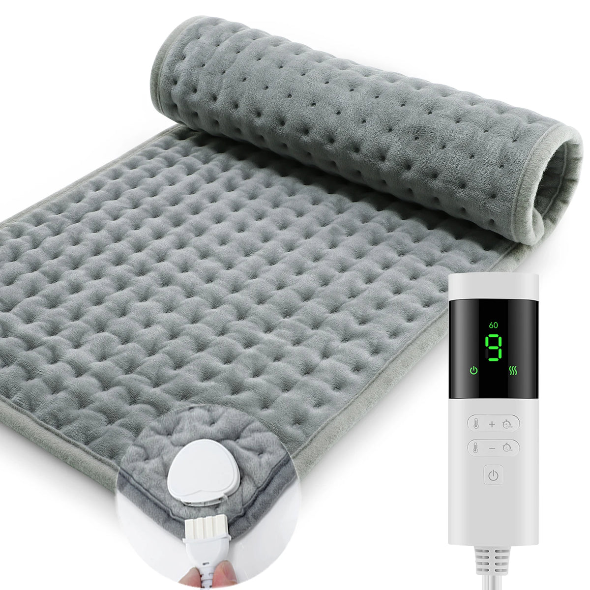 Electric Heating Pad with 9 Temperature Levels & Auto-Off Timer for Pain Relief