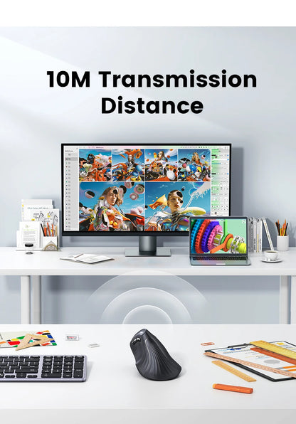 Ergonomic Wireless Vertical Mouse - Silent Bluetooth & 2.4G Optical Mouse