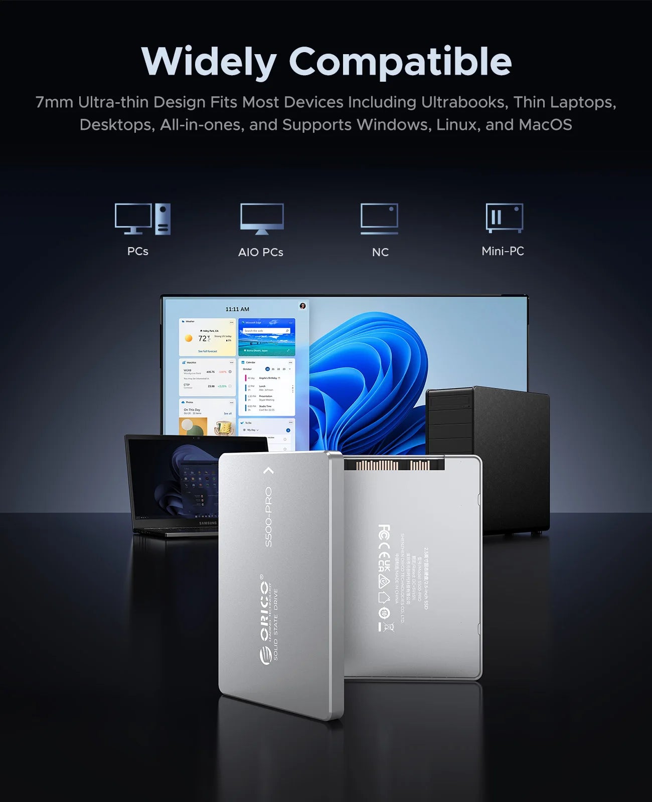 ORICO 2.5" SATA III SSD 1TB 4TB - Fast Aluminum Internal Solid State Drive