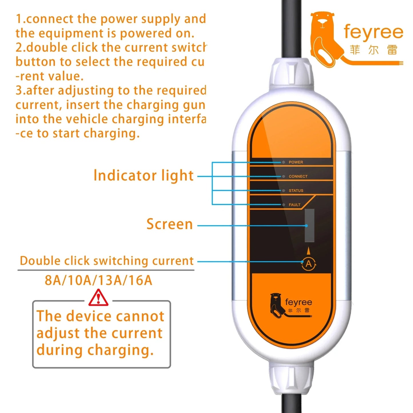 GB/T Portable EV Charger 3.5KW 16A Adjustable Electric Vehicle Charging Cable