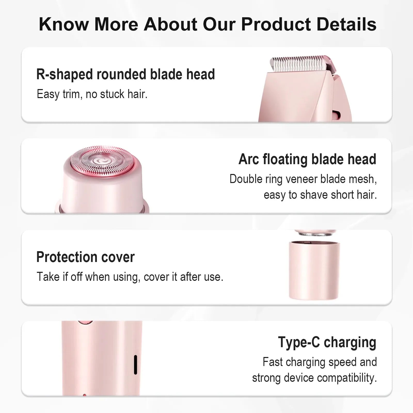 2-in-1 Waterproof Electric Women's Bikini Trimmer & Facial Hair Shaver - 6