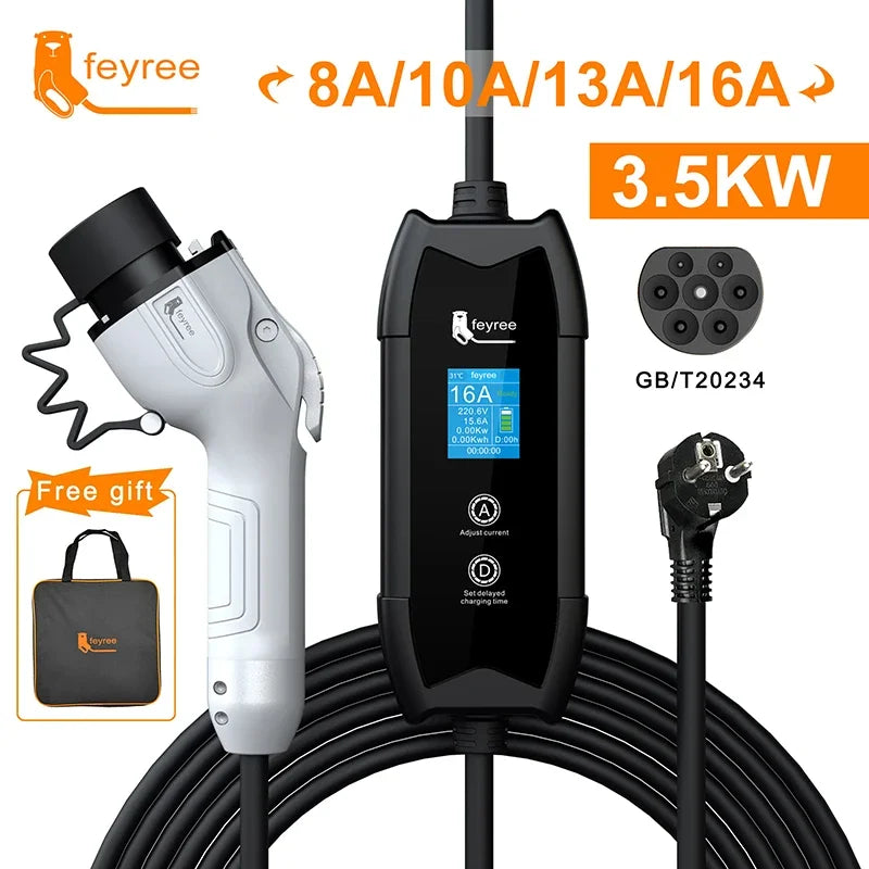 Portable EV Charger 3.5KW Adjustable Electric Vehicle Charging Station - 3