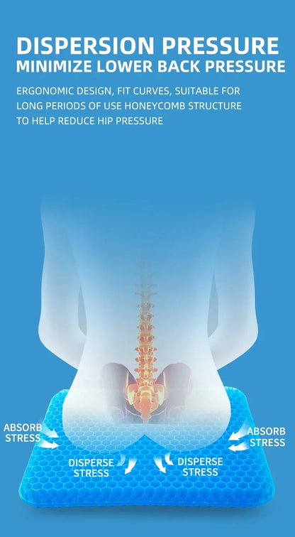 Breathable Honeycomb Gel Seat Cushion for Tailbone & Back Pain Relief
