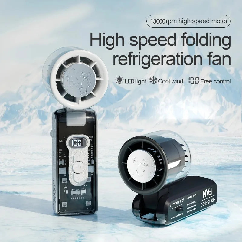 Portable 100-Speed Foldable Cooling Fan with LED Display