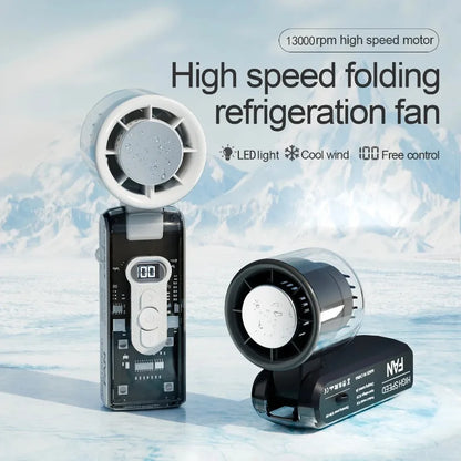 Portable 100-Speed Foldable Cooling Fan with LED Display