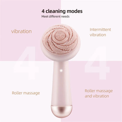 4-in-1 Electric Silicone Facial Cleansing Brush & Massage Roller