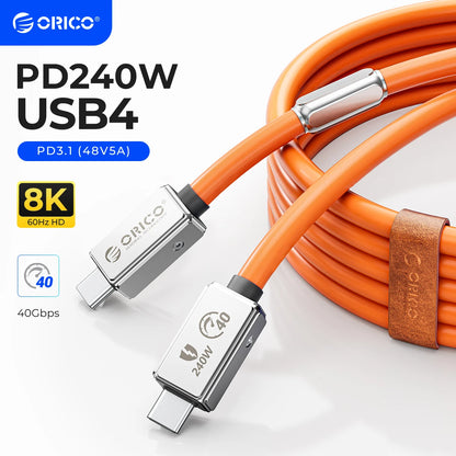 ORICO 240W USB4 Cable - 40Gbps Data, 8K Video & Fast PD Charging