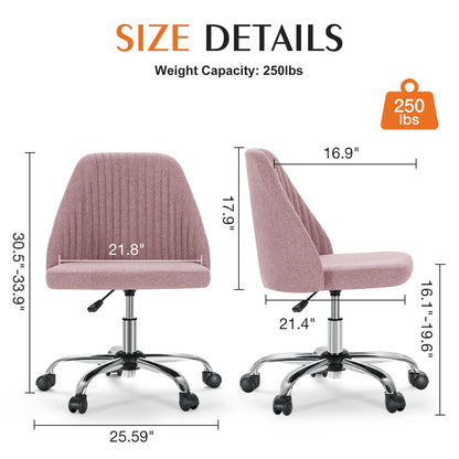 Modern Armless Swivel Desk Chair - Adjustable Height Vanity Task Chair