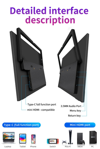 13.3" 4K Portable Monitor - Ultra-HD HDR Display for Laptop, PS5 & Xbox
