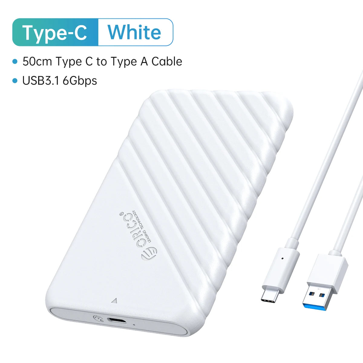 2.5" SATA HDD SSD External Hard Drive Enclosure - USB 3.0/Type-C Adapter