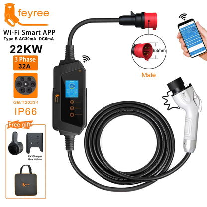 Portable Smart EV Charger - Fast Charging GBT Station with App Control