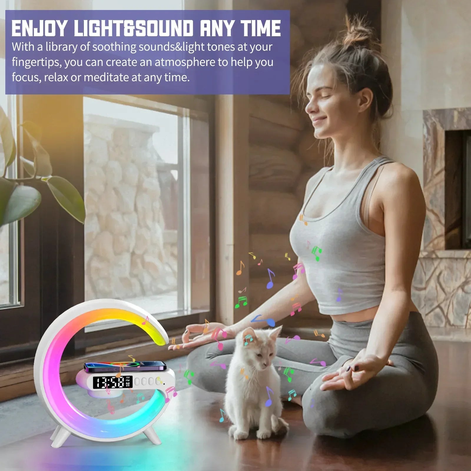 Multifunction 15W Wireless Charger, Bluetooth Speaker & RGB Alarm Clock - 11