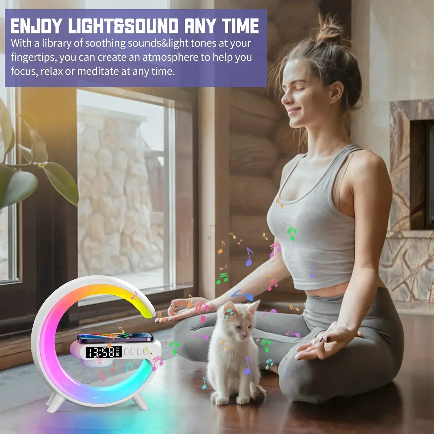 Multifunction 15W Wireless Charger, Bluetooth Speaker & RGB Alarm Clock