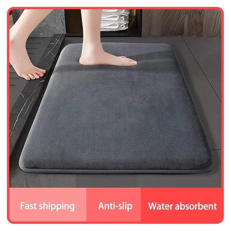 Non-Slip Absorbent Coral Velvet Memory Foam Bath Mat