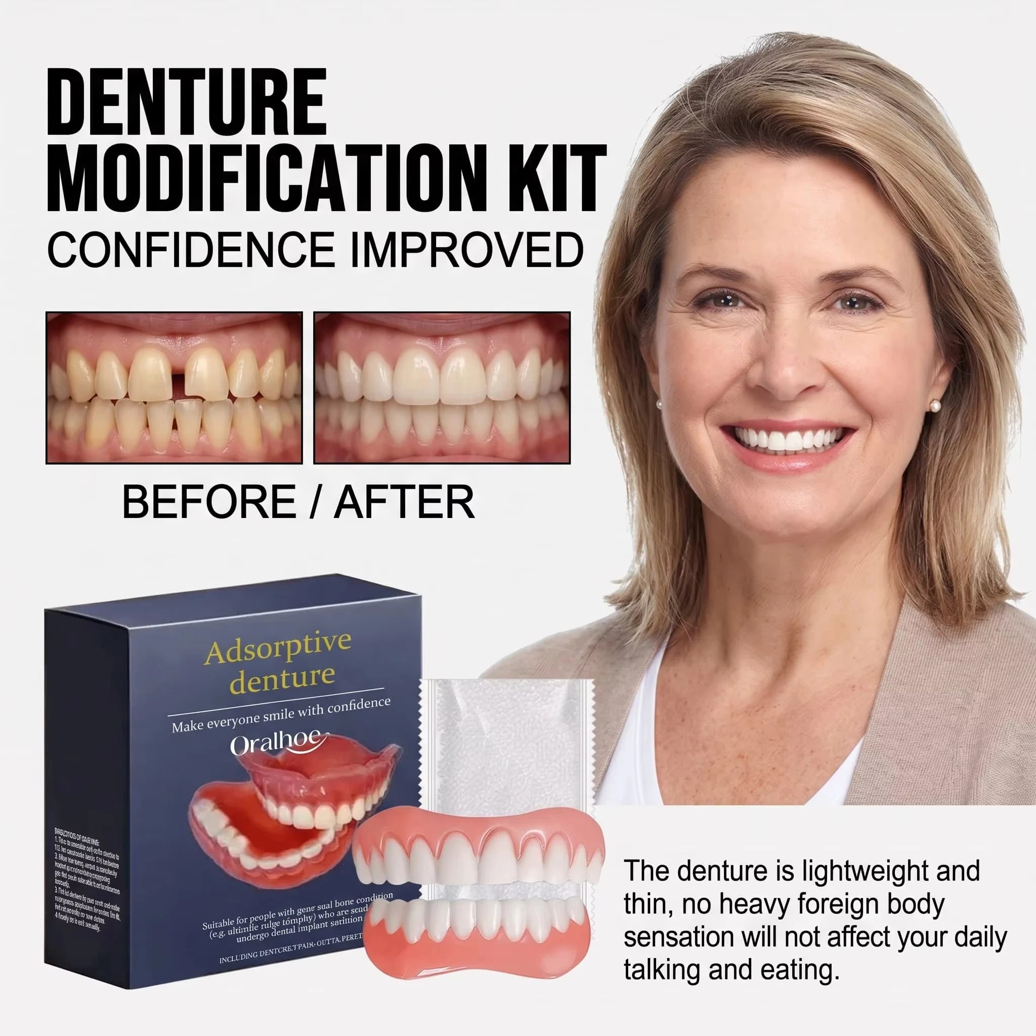Natural Silicone Denture Set - Comfortable Fake Teeth for Instant Smile & Oral Beauty - 2