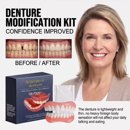 Natural Silicone Denture Set - Comfortable Fake Teeth for Instant Smile & Oral Beauty