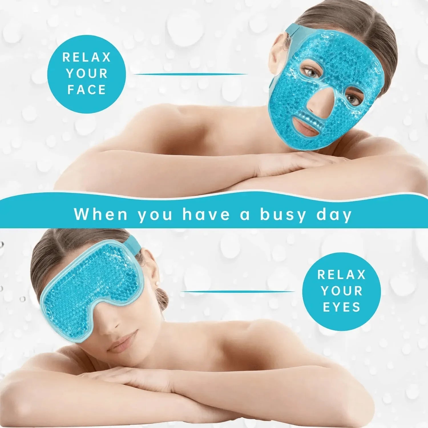 Gel Bead Cooling Ice Face Mask – Hot & Cold Therapy for Face & Eye Care - 3