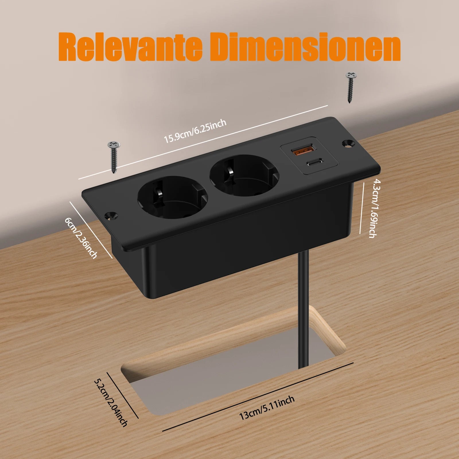 German Standard Dual Socket with PD 20W USB-C & 2.4A USB Fast Charging - 3