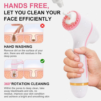 3-in-1 Waterproof Electric Facial Cleansing Brush & Exfoliating Face Massager