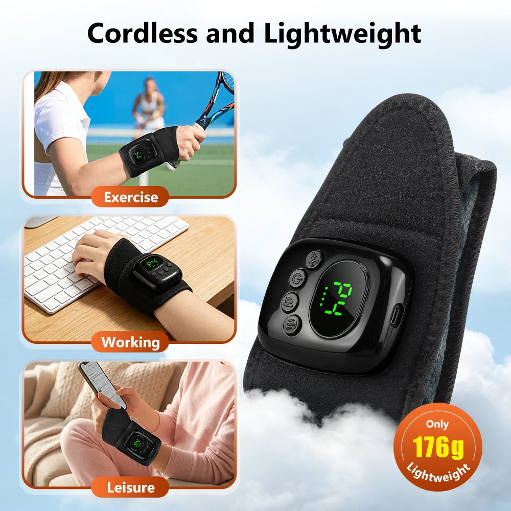 Cordless Air Compression Wrist Massager with Heat Therapy for Pain Relief - 14
