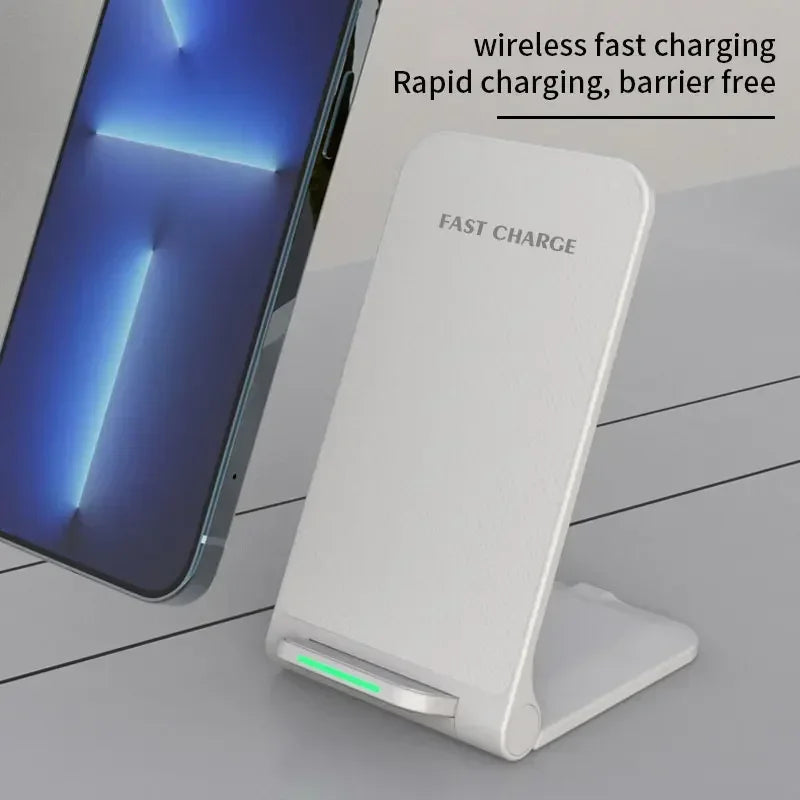 30W Foldable Fast Wireless Charger Stand for iPhone and Samsung Devices