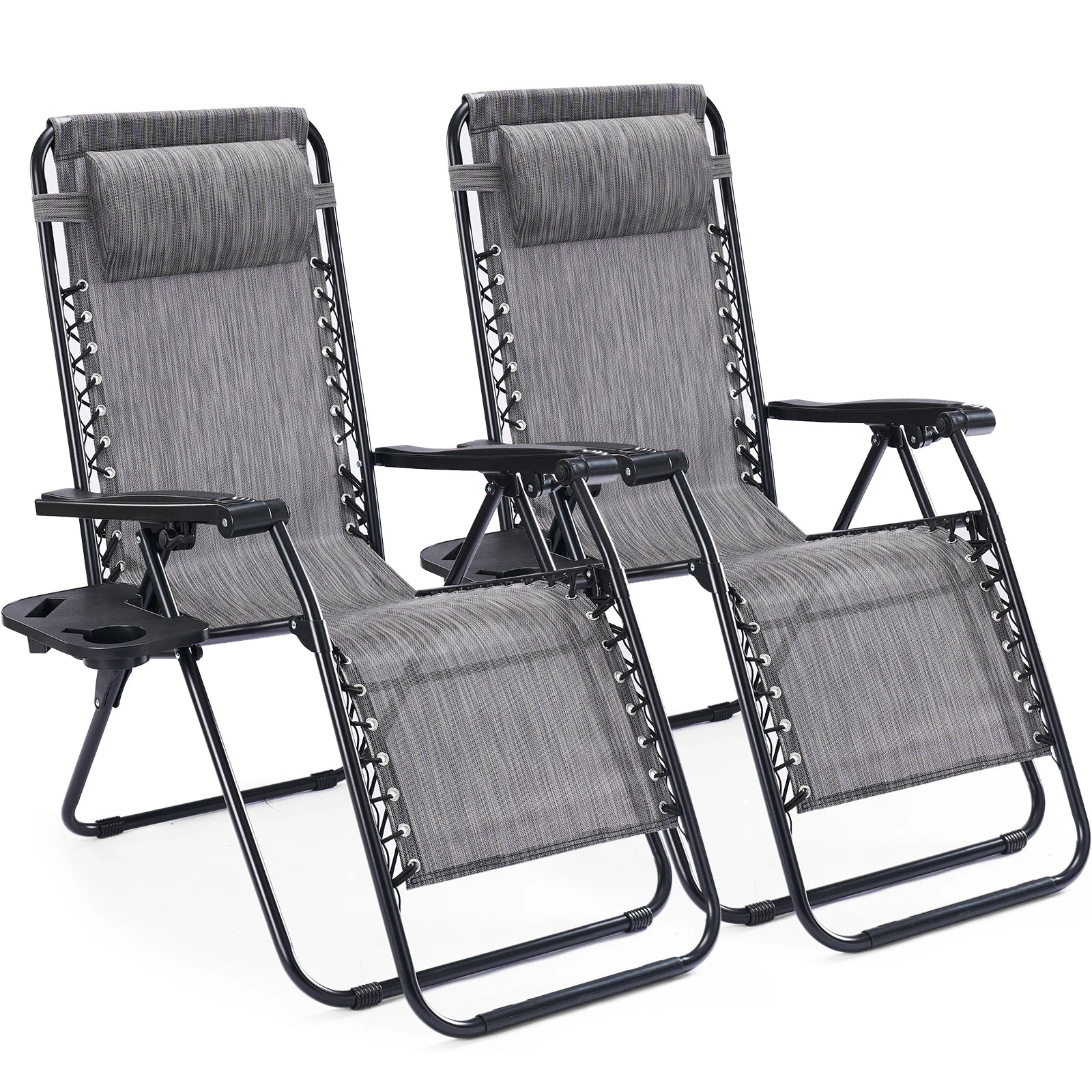 Portable Zero Gravity Recliner Chairs - Set of 2 Folding Patio Loungers - 31