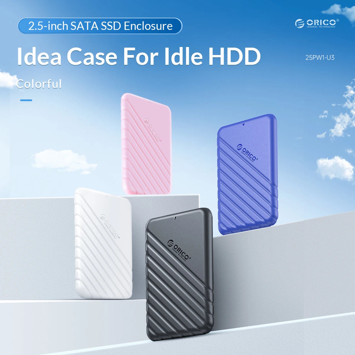 2.5" SATA HDD SSD External Hard Drive Enclosure - USB 3.0/Type-C Adapter