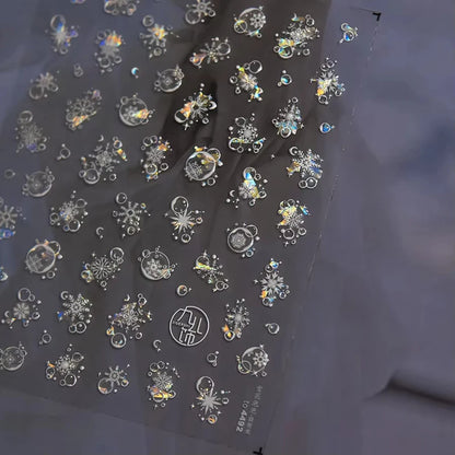 3D Christmas Nail Art Stickers - Festive Snowman & Snowflake Manicure Decals