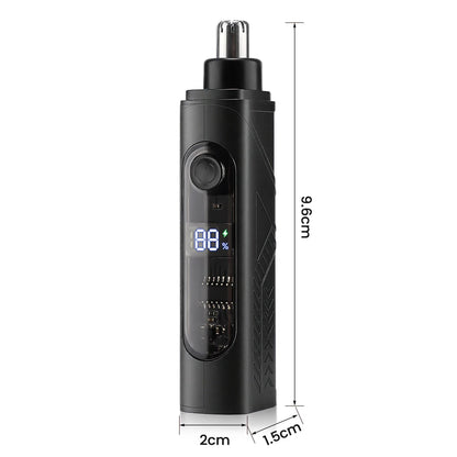 Professional Electric Nose & Ear Hair Trimmer with LED Battery Display