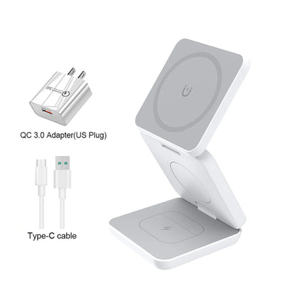 3-in-1 Foldable Magnetic Wireless Charging Station for Apple Devices